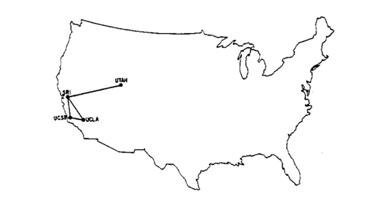 Maps of Arpanet, the precursor to the global Internet, from December 1969 to March 1977.