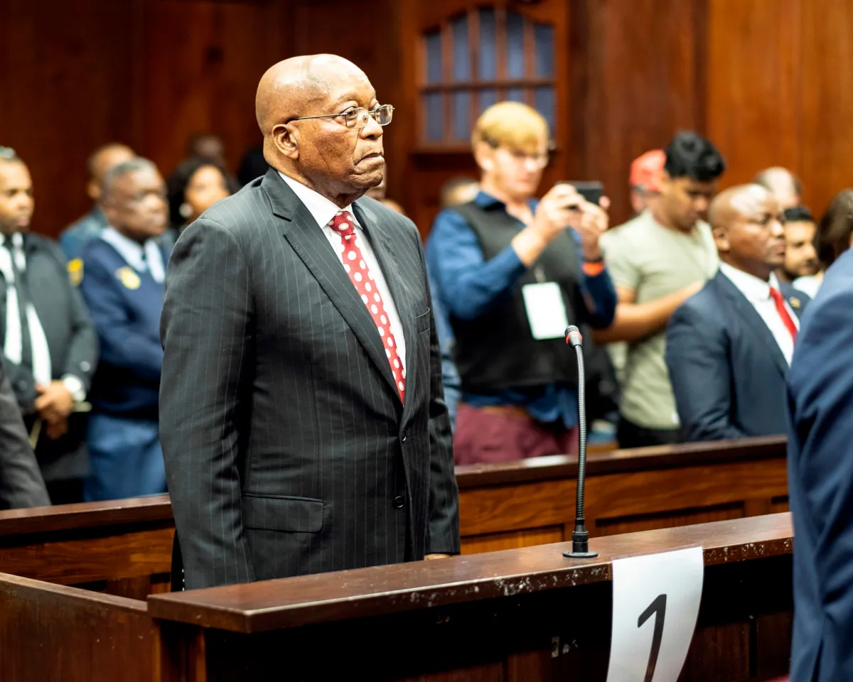 A photo showing former South African President Jacob Zuma appearing in court on June 8, 2018, as he faces over 16 charges of corruption.