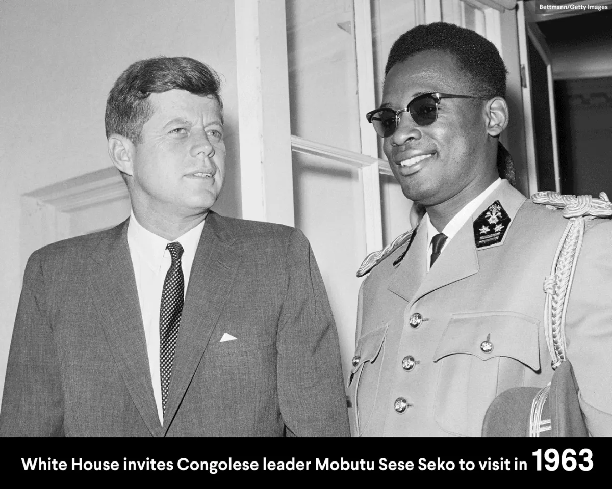 A GIF showing Congolese leader Mobutu Sese Seko visiting the White House during several U.S. presidential administrations. For more info contact us at world101@cfr.org.