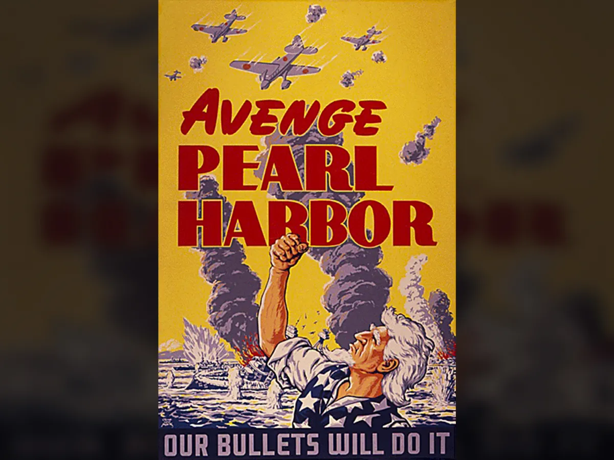 A World War II propaganda poster created by the U.S. Office for Emergency Management circa 1942.