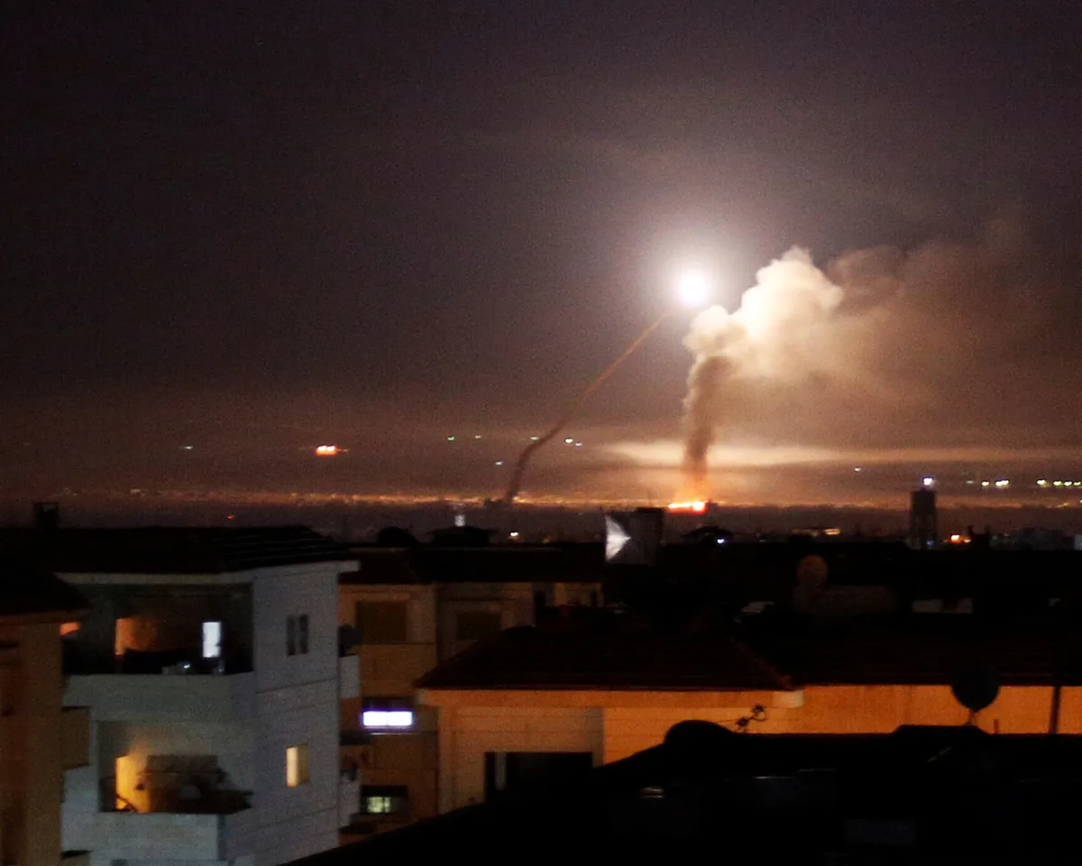 A photo showing missile fire from Damascus, Syria, on May 10, 2018.