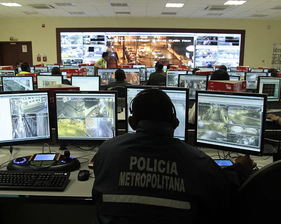 A photo of Integrated Security Service ECU 911, a controversial video surveillance system used by the Ecuadorian government, in Quito, Ecuador, on November 9, 2013.