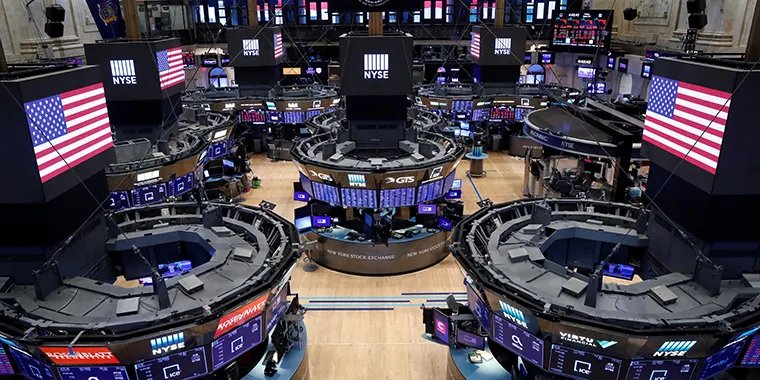 The floor of the New York Stock Exchange stands empty as the building prepares to close indefinitely due to the coronavirus disease outbreak in New York on March 20, 2020.