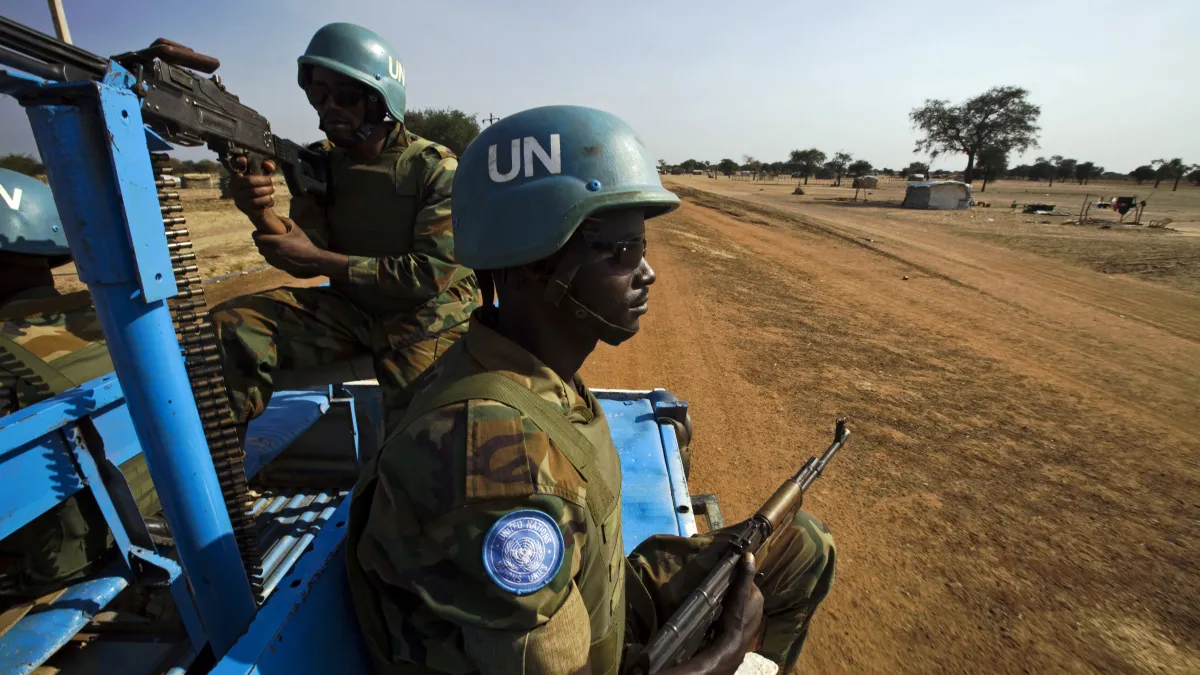 Peacekeeper troops deployed in the UN Interim Security Force for Abyei patrol Abeyi state, a disputed territory between Sudan and South Sudan.