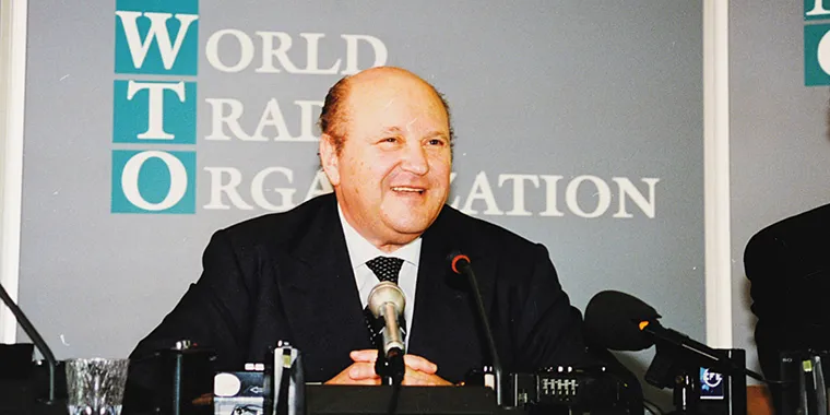 The WTO’s second director-general, Renato Ruggiero, who took over shortly after the WTO was founded. His predecessor oversaw the transition from the GATT to the more robust organization.