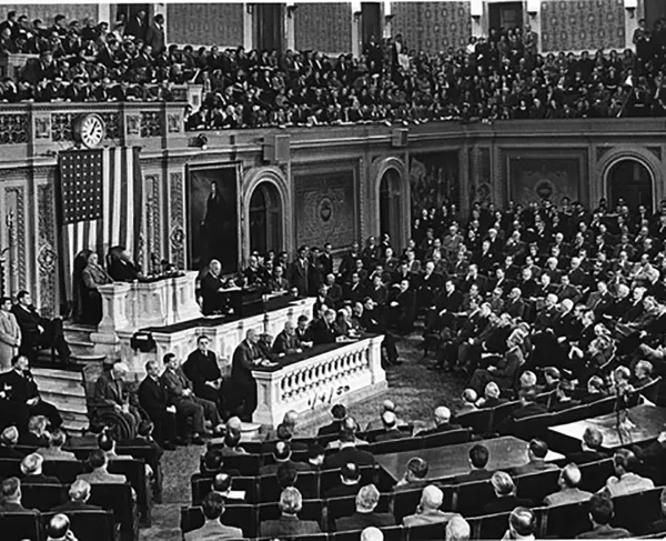 President Harry S. Truman delivers his State of the Union address to a joint session of Congress on January 4, 1950.