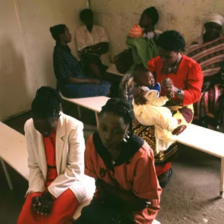 Sex workers wait for tests at a clinic in the Majengo slum on the outskirts of Nairobi, Kenya, on October 6, 1997.