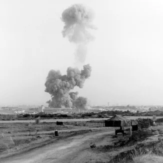 The explosion at the Marine Corps building in Beirut, Lebanon, on October 23, 1983, created a large cloud of smoke that was visible from miles away.