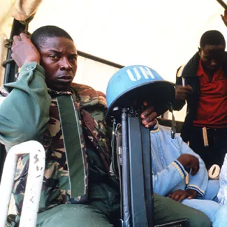 A UN peacekeeper in Rwanda on May 25, 1994.
