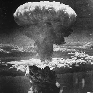 A mushroom cloud rises over Nagasaki, Japan, on August 9, 1945.