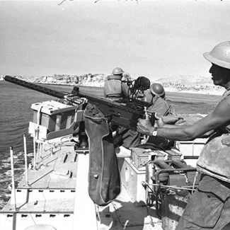 An Israeli gun boat passes through the Straits of Tiran near Sharm El Sheikh on June 8, 1967.