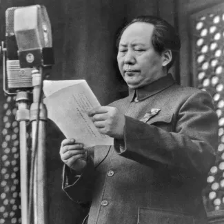 Mao Zedong, the Chinese Communist revolutionary, proclaims the founding of the People's Republic of China in 1949.