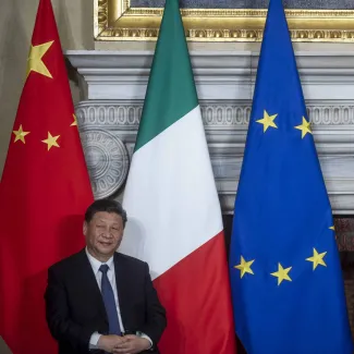 Chinese President Xi Jinping before signing trade agreements with Italy on Belt and Road Initiative on March 23, 2019 in Rome, Italy.