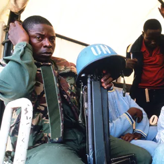A UN peacekeeper in Rwanda on May 25, 1994.