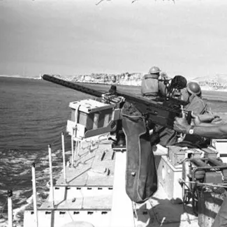 An Israeli gun boat passes through the Straits of Tiran during the Six-Day War.